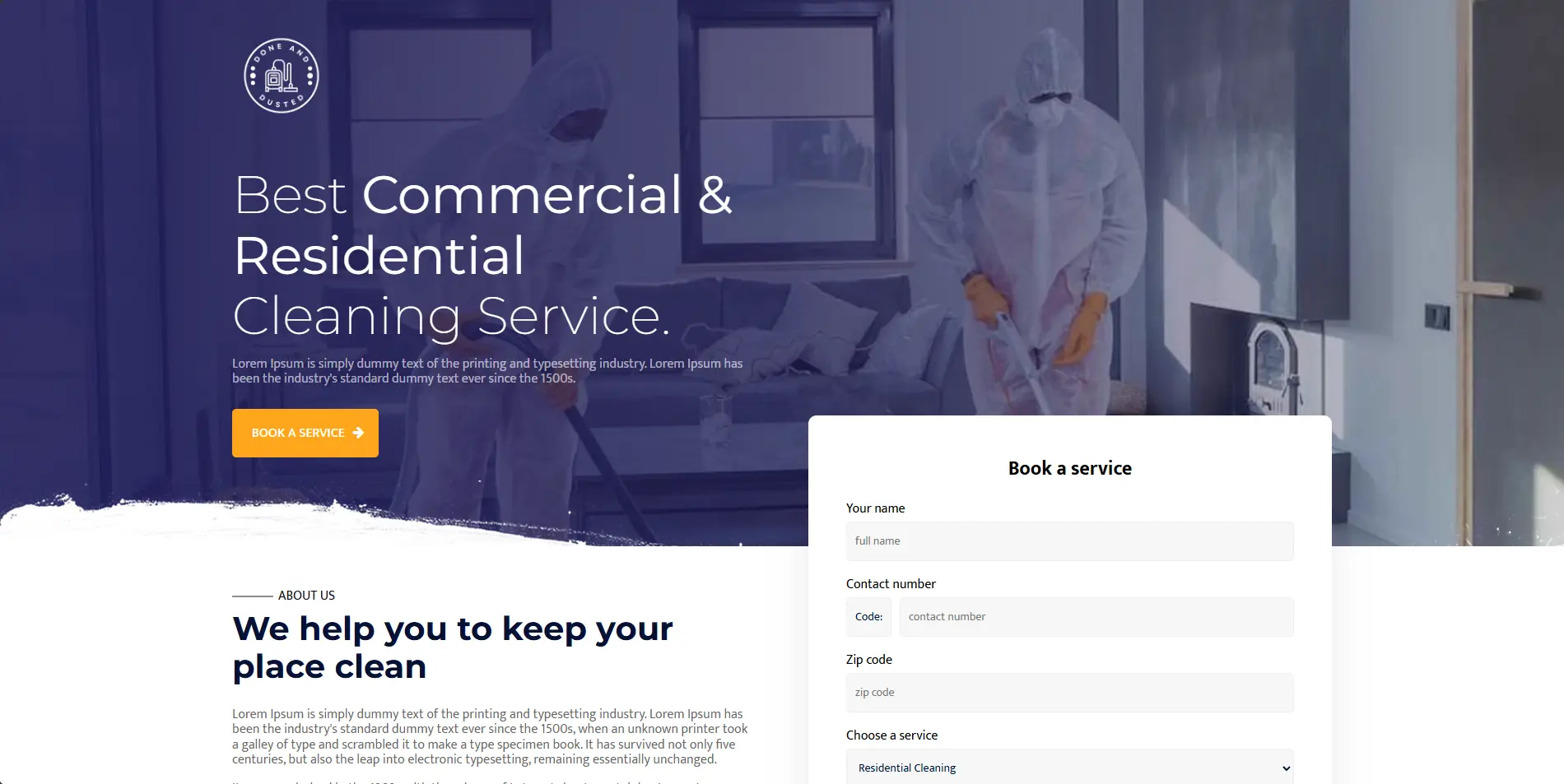 Screenshot of the landing page project