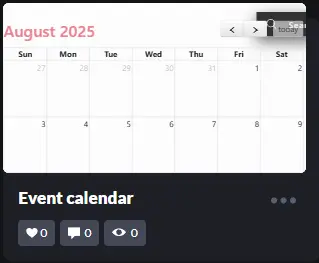 Screenshot of the event calendar project